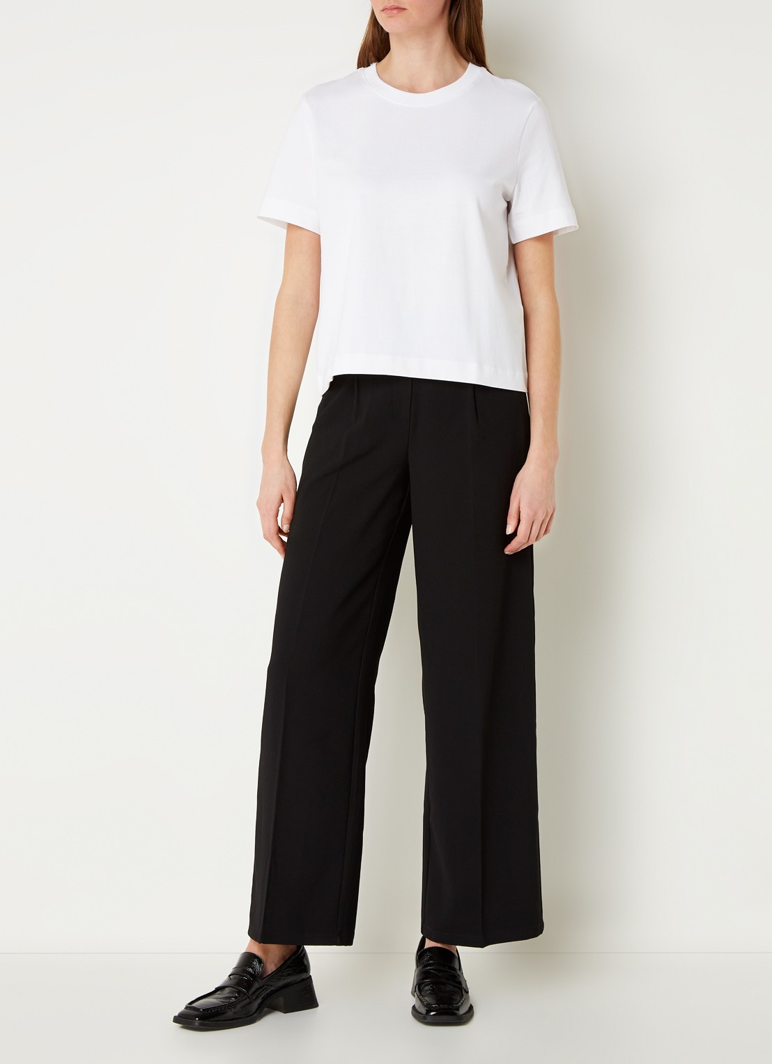 Selected Essential T-shirt van  katoen - voorkant 2 wit