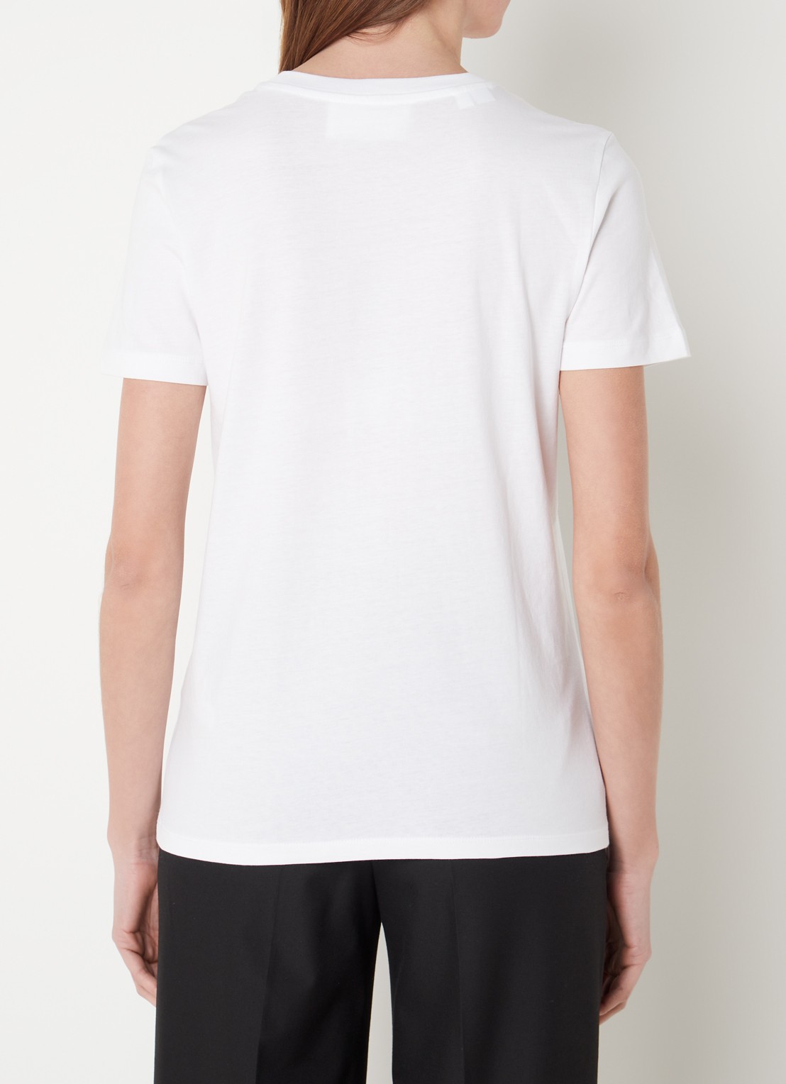 Selected Essential T-shirt van  katoen - achterkant 4 wit