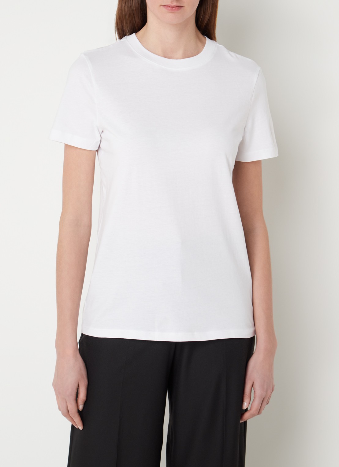 Selected Essential T-shirt van  katoen - detail 3 wit