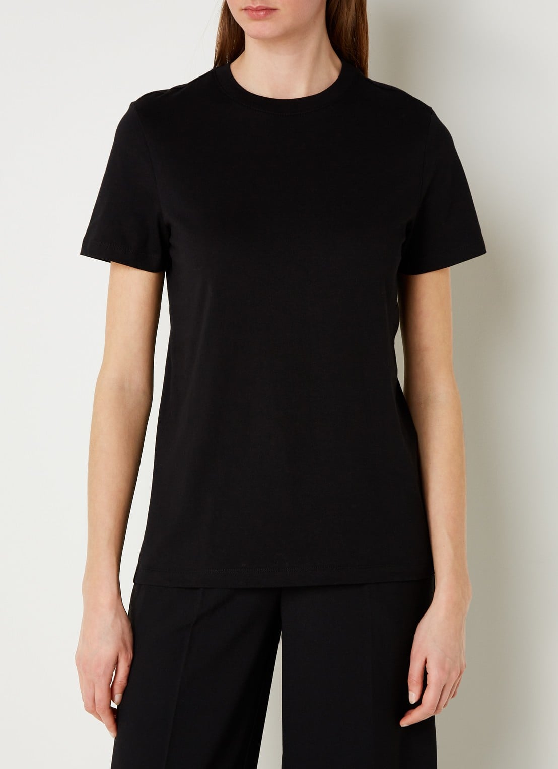 Selected Essential T-shirt van  katoen - detail 4 zwart