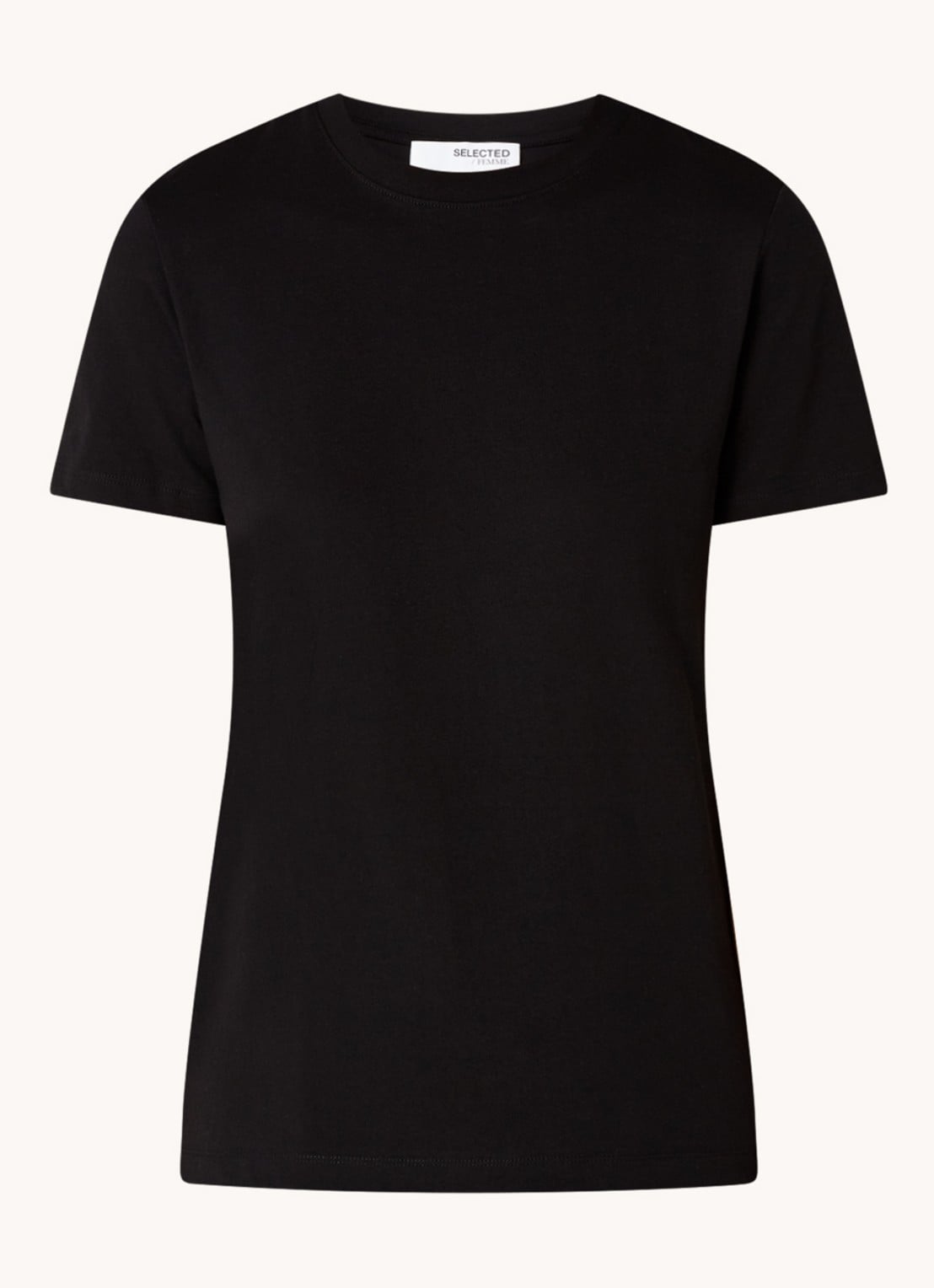 Selected Essential T-shirt van  katoen - voorkant 2 zwart