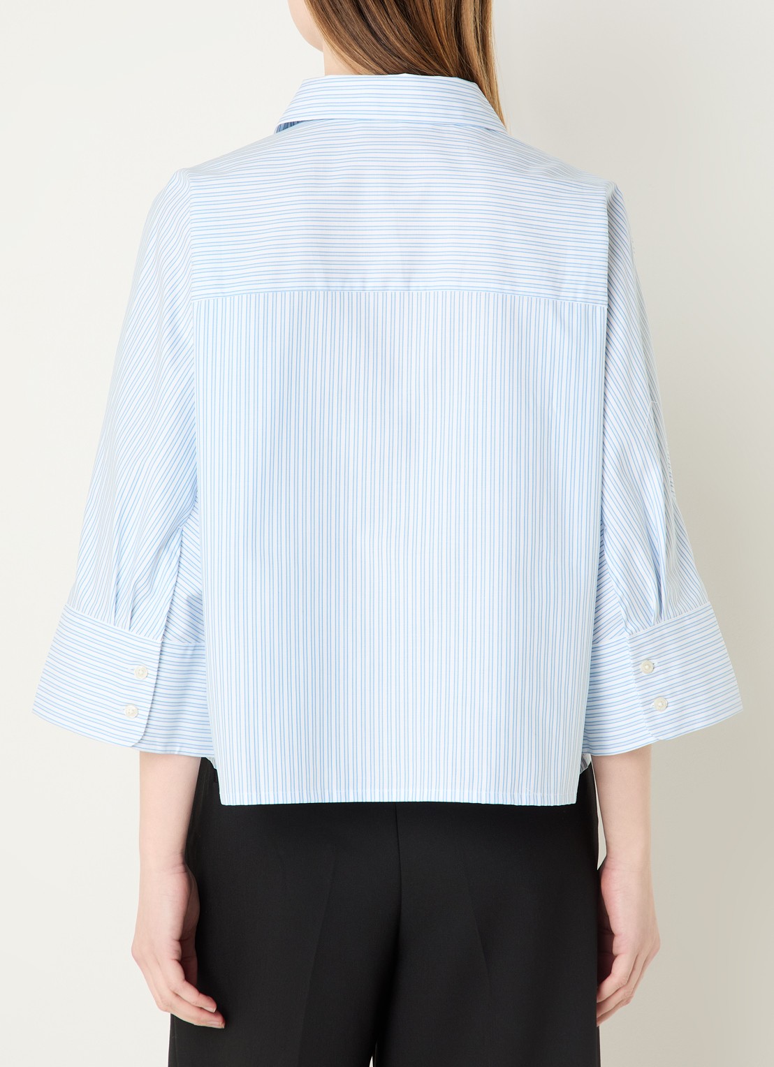 Selected Ester blouse met streepprint - achterkant 4 lichtblauw