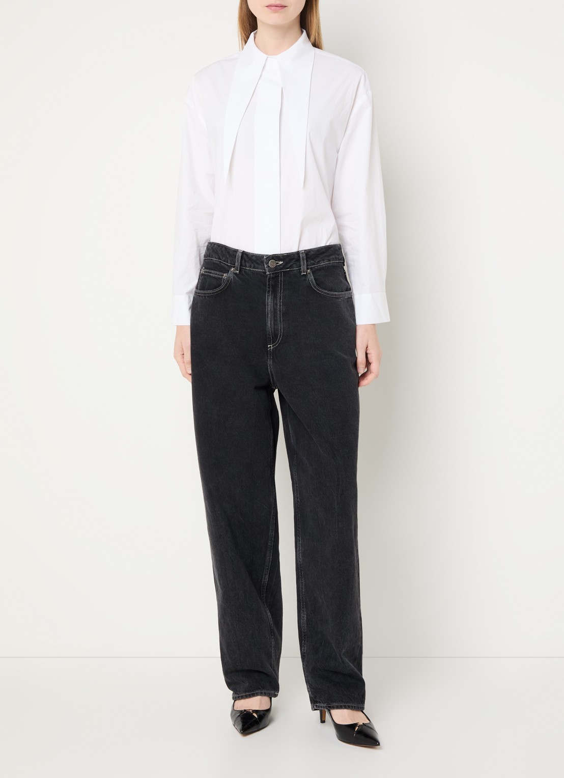Selected Esther blouse met kraag - voorkant 4 wit