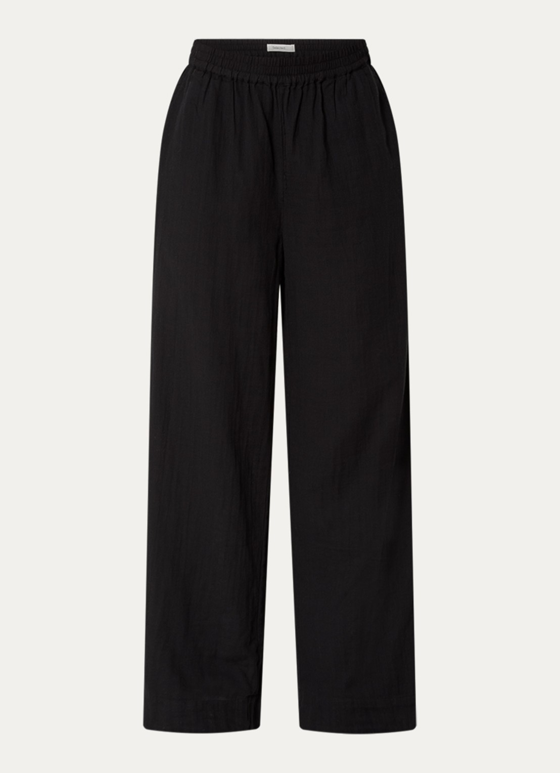 Selected Fannie high waist loose fit chino met steekzakken - voorkant 3 zwart