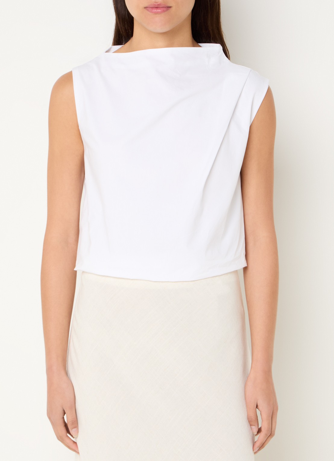 Selected Faster mouwloze top van  katoen  - detail 2 wit