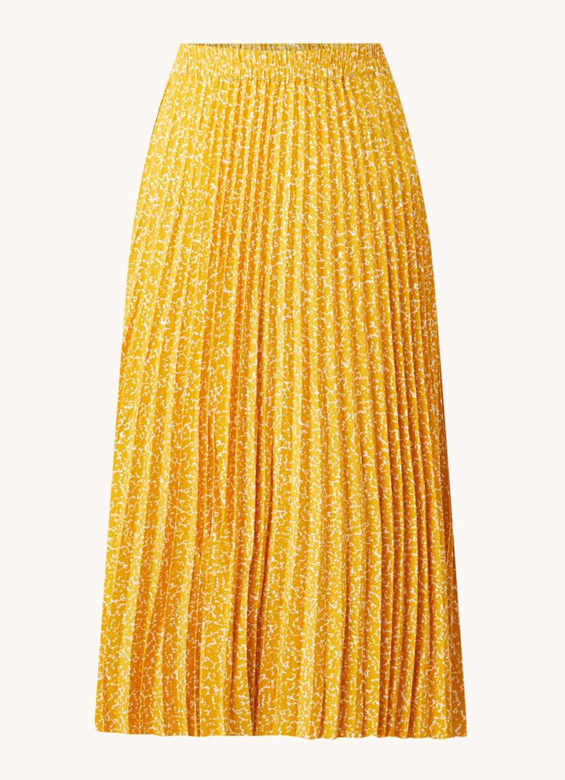 Selected Femme Alexis midi plooirok met print - voorkant 3 okergeel