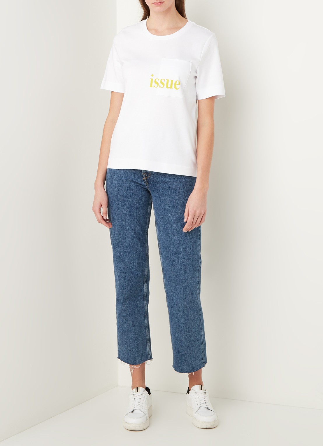 Selected Femme Studio T-shirt met borstzak en frontprint - voorkant 4 wit