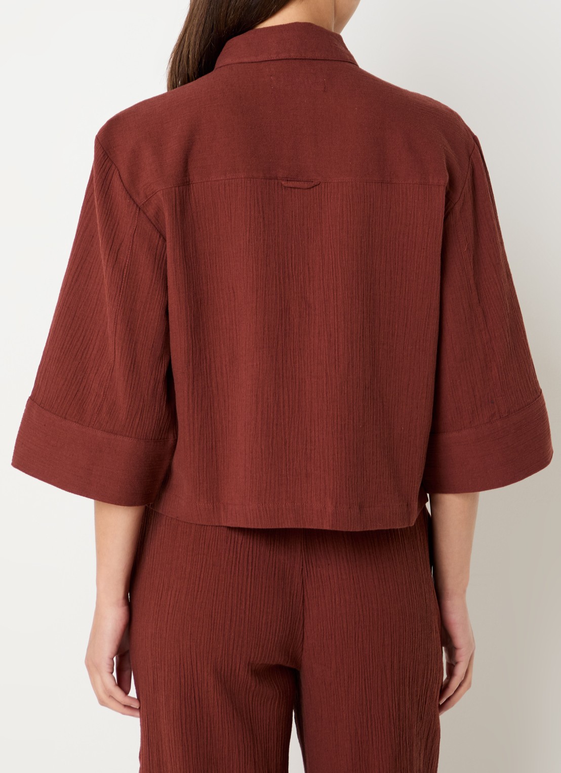 Selected Finnie blouse in linnenblend - achterkant 2 donkerrood