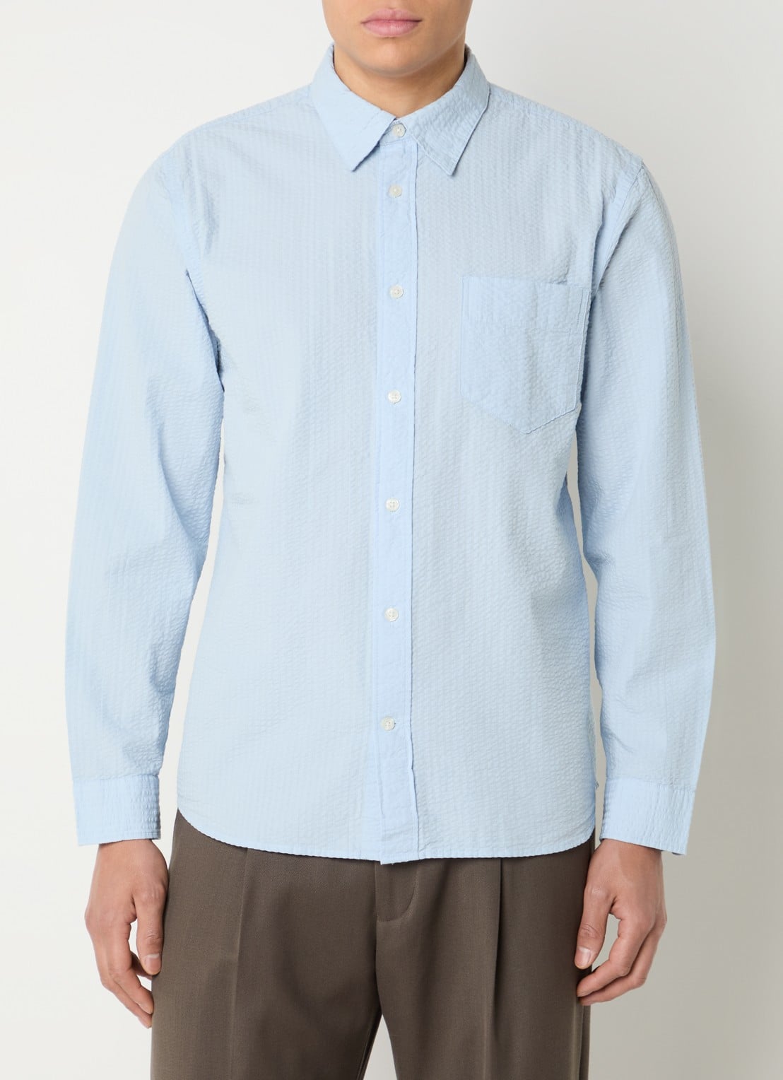 Selected Freddie regular fit overhemd met structuur - detail 4 lichtblauw
