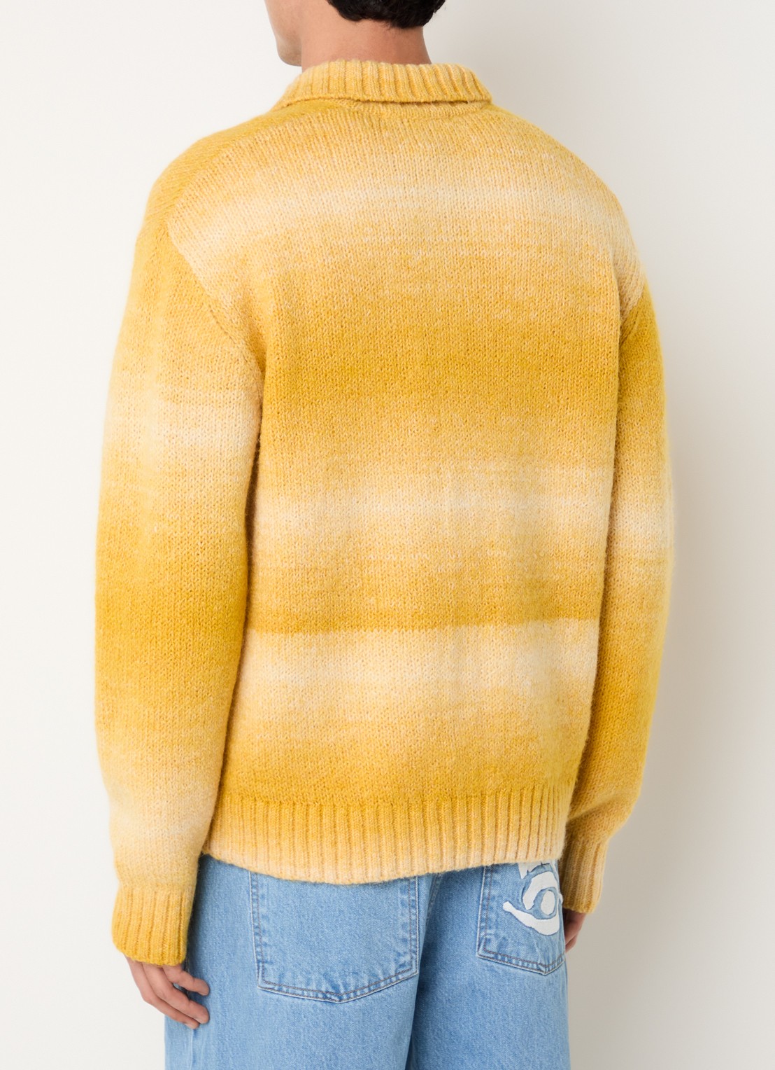 Selected Gaard grofgebreid vest in wolblend met gemêleerd dessin - achterkant 4 geel