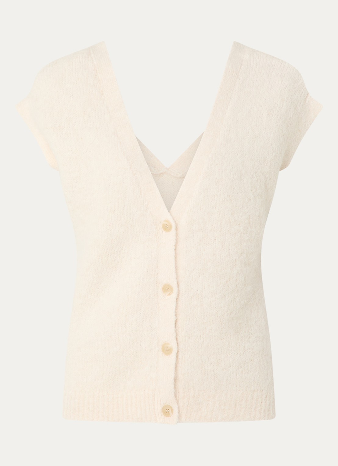Selected Gabella grofgebreid gilet in alpaca wolblend - voorkant 3 creme