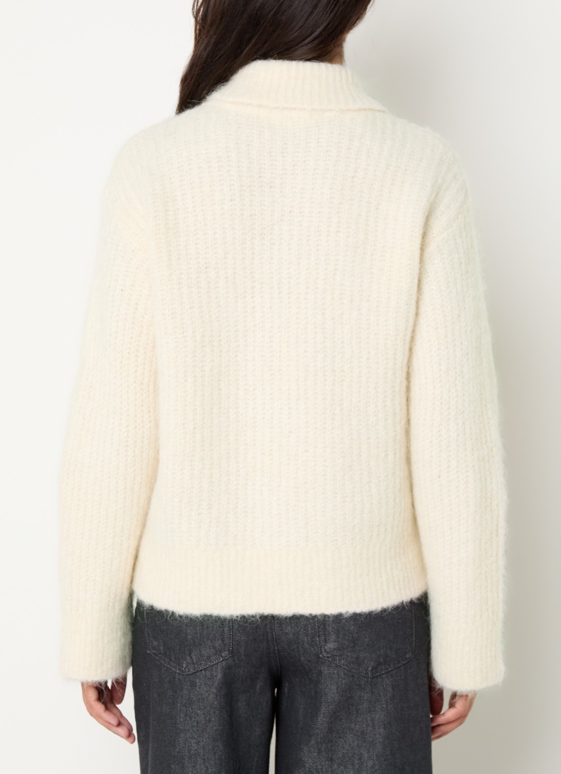 Selected Gabriella grofgebreid vest in alpaca wolblend - achterkant gebroken wit