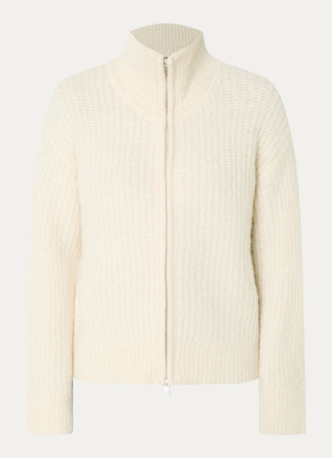 Selected Gabriella grofgebreid vest in alpaca wolblend - voorkant 2 gebroken wit