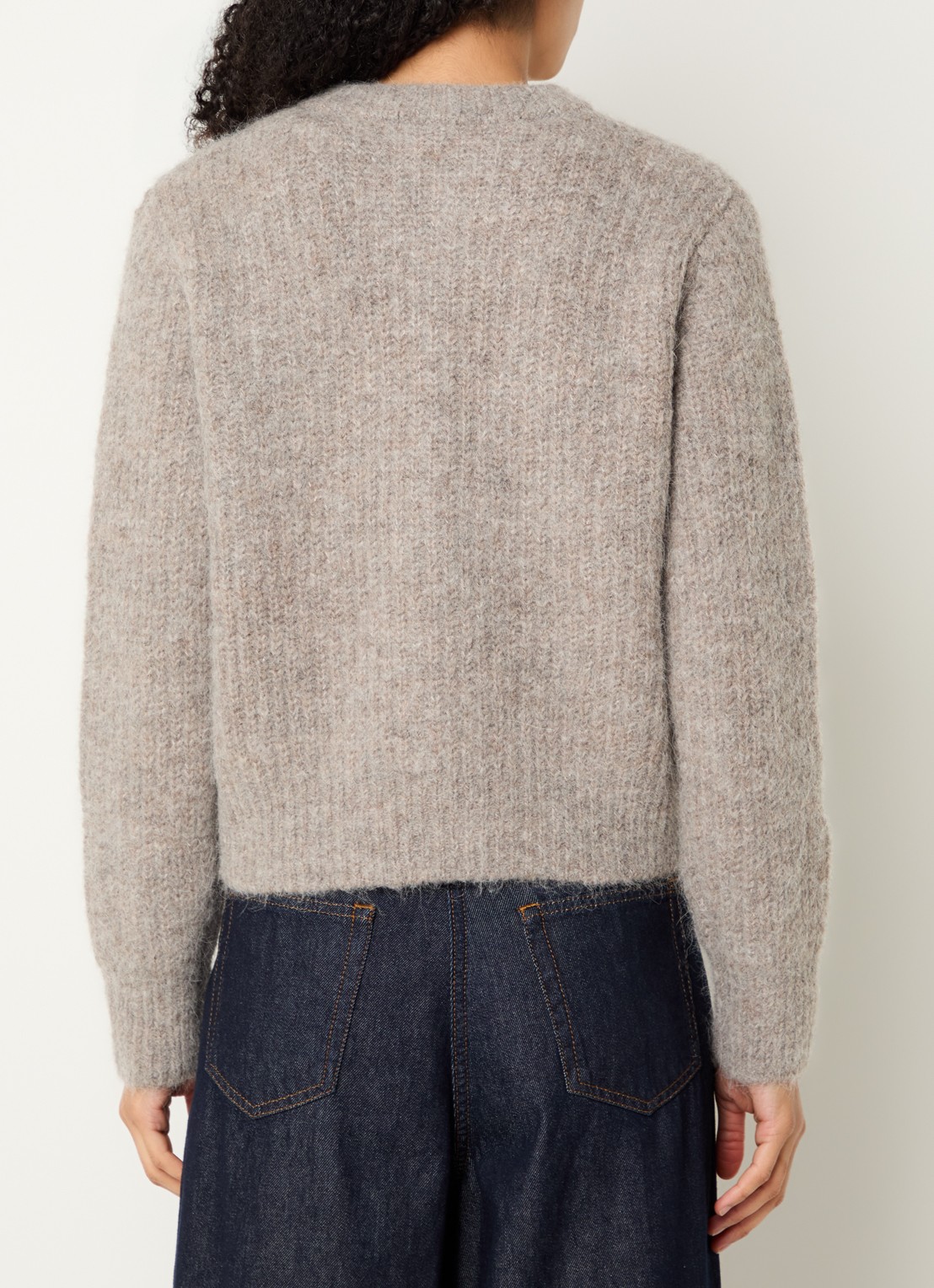 Selected Gabriella grofgebreid vest in wolblend met ronde hals - achterkant 4 grijs