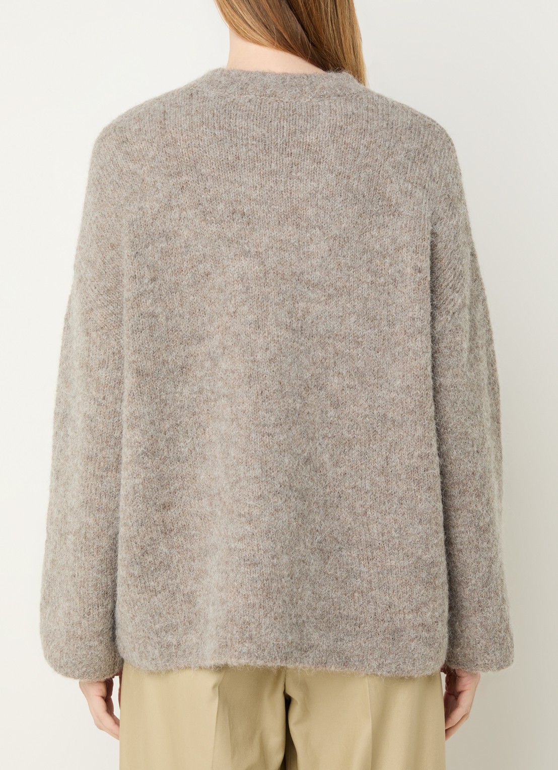 Selected Gabriella grofgebreide trui in alpaca wolblend - achterkant 4 grijs