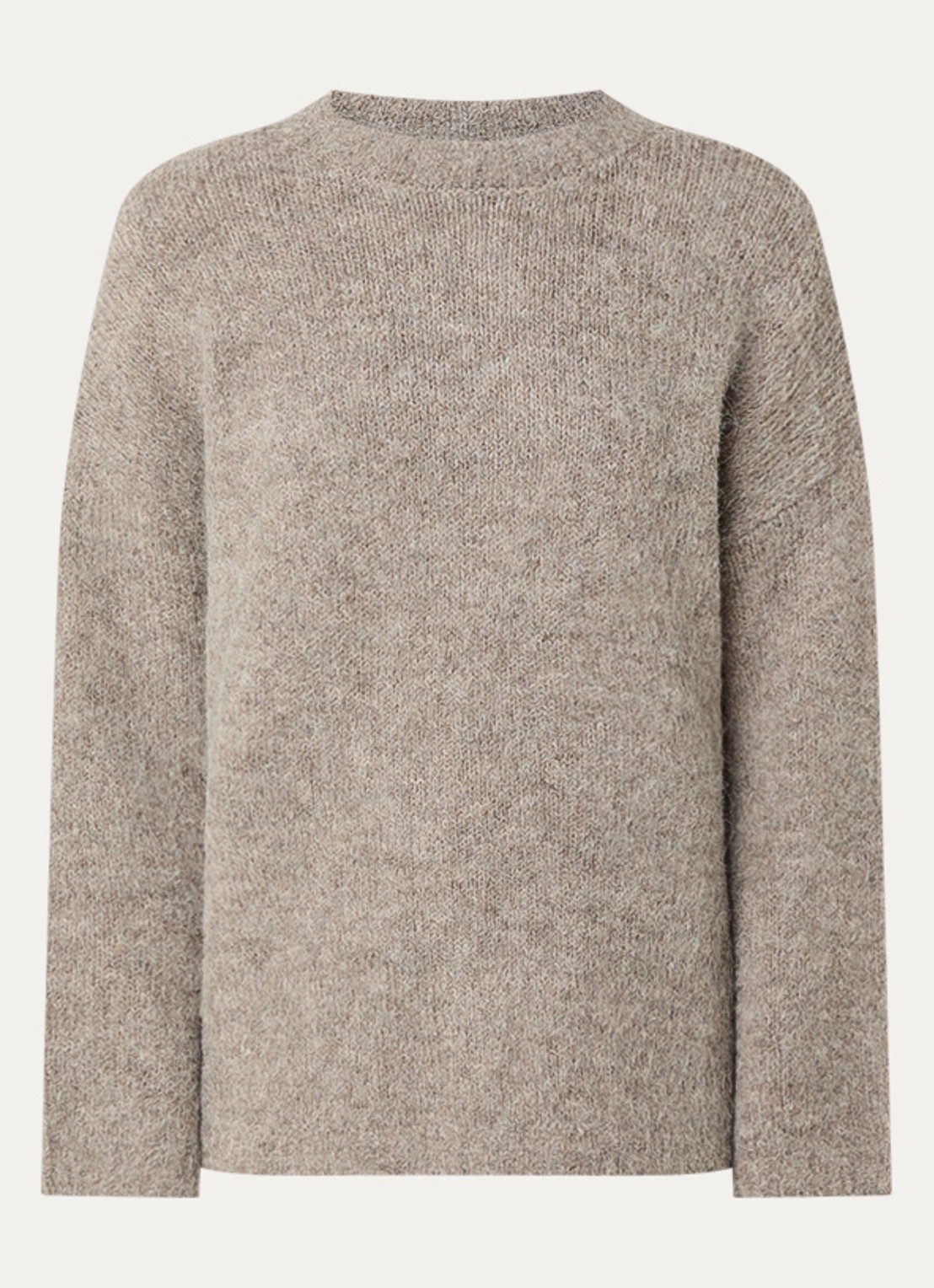 Selected Gabriella grofgebreide trui in alpaca wolblend - voorkant grijs