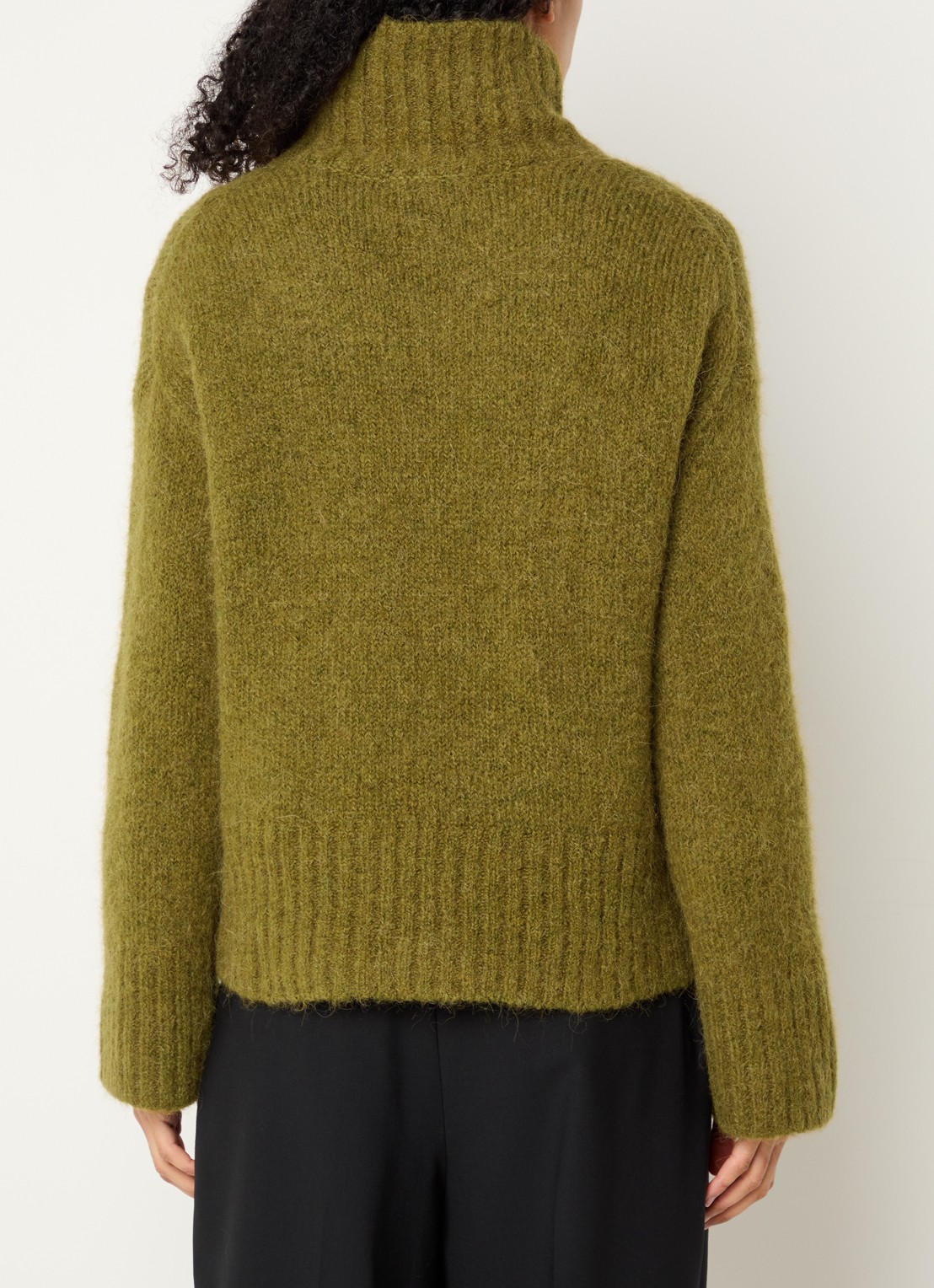 Selected Gabriella grofgebreide trui met col - achterkant 3 groen