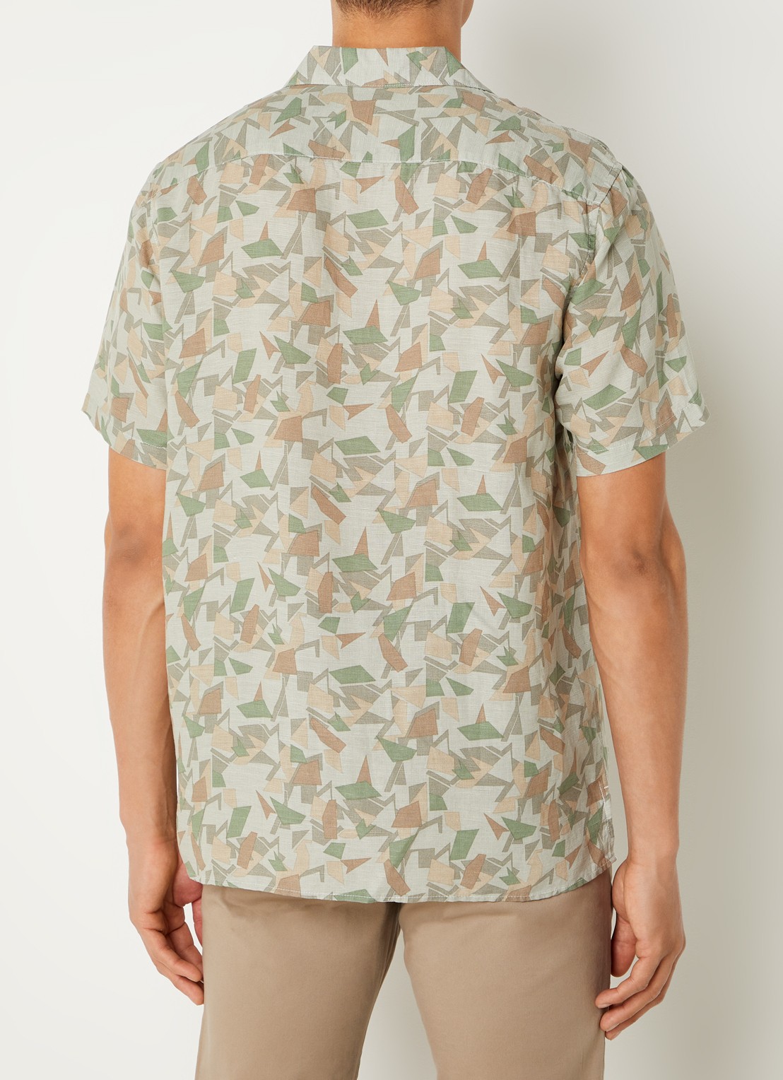 Selected Geo overhemd in linnenblend met print - achterkant 4 bronsgroen