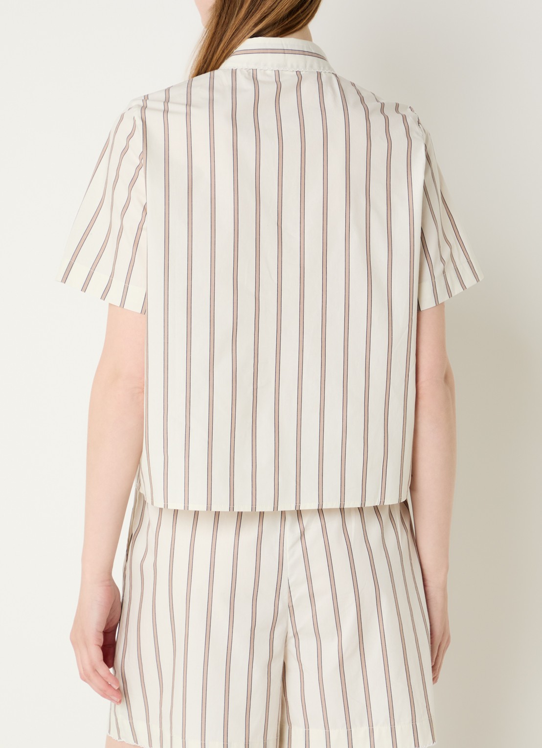 Selected Gina polo met streepprint - achterkant 3 creme