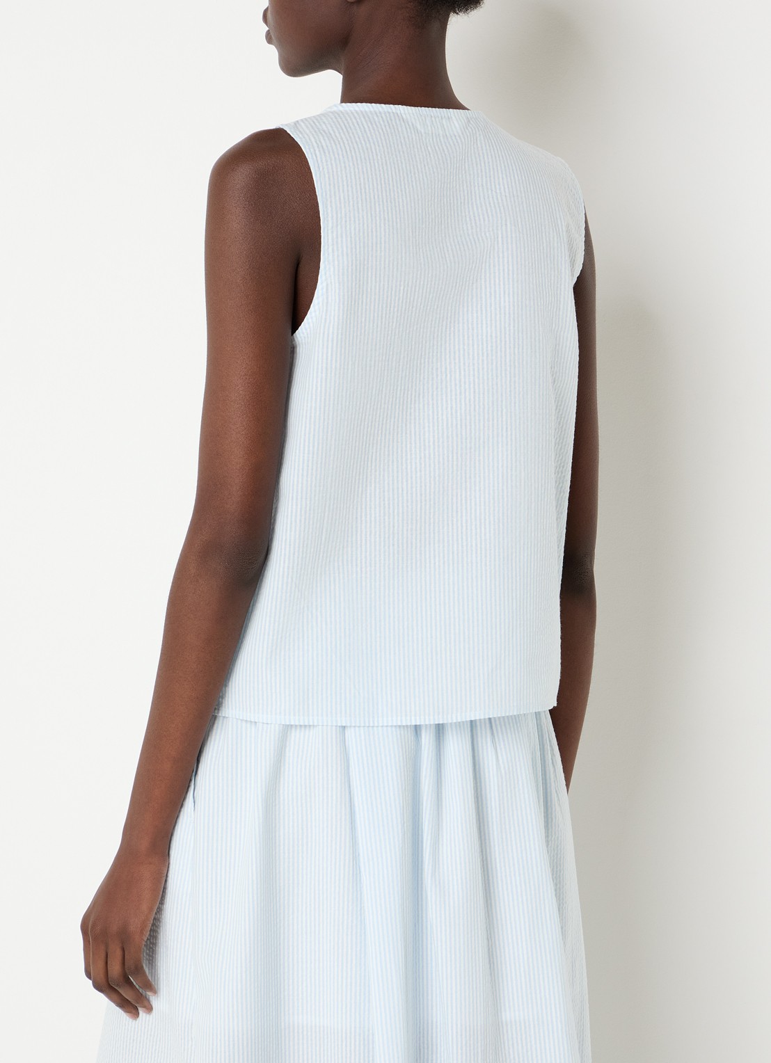 Selected Hannah mouwloze top met streepprint - achterkant 3 blauw