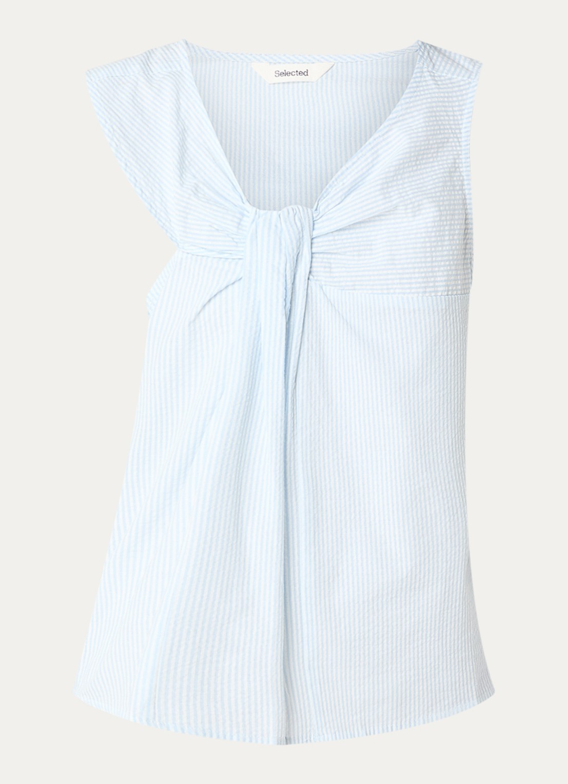 Selected Hannah mouwloze top met streepprint - voorkant blauw