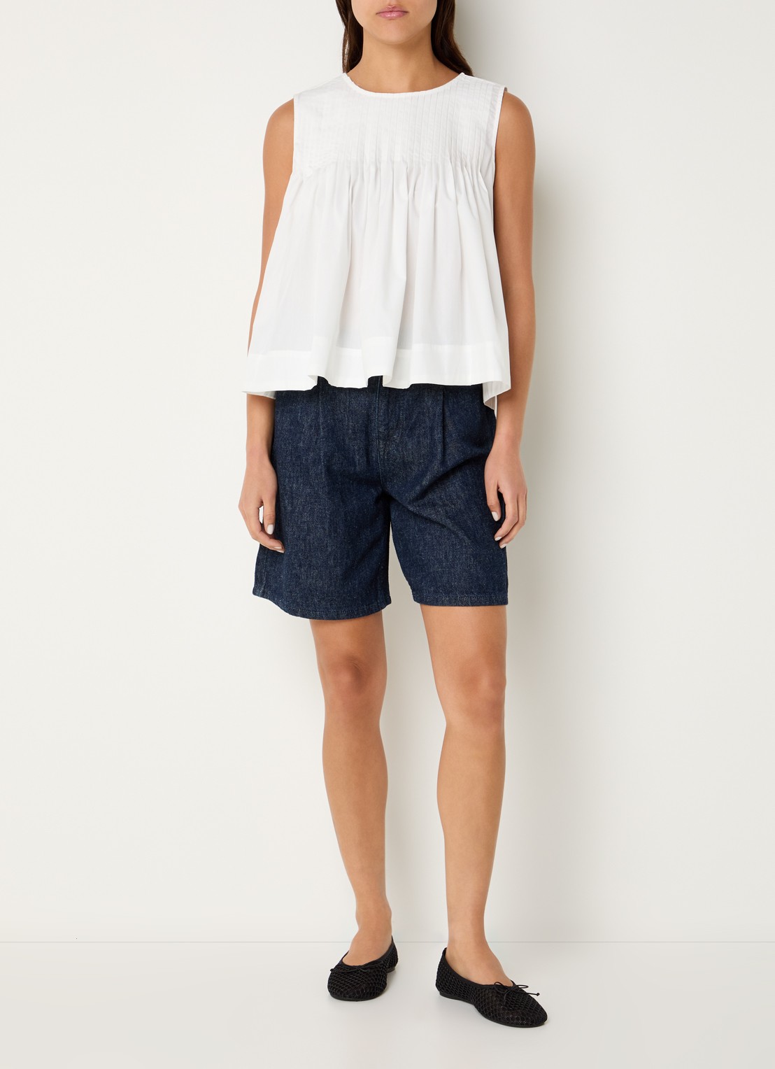 Selected Hanny high waist wide fit broek met steekzakken - voorkant 2 donkerblauw