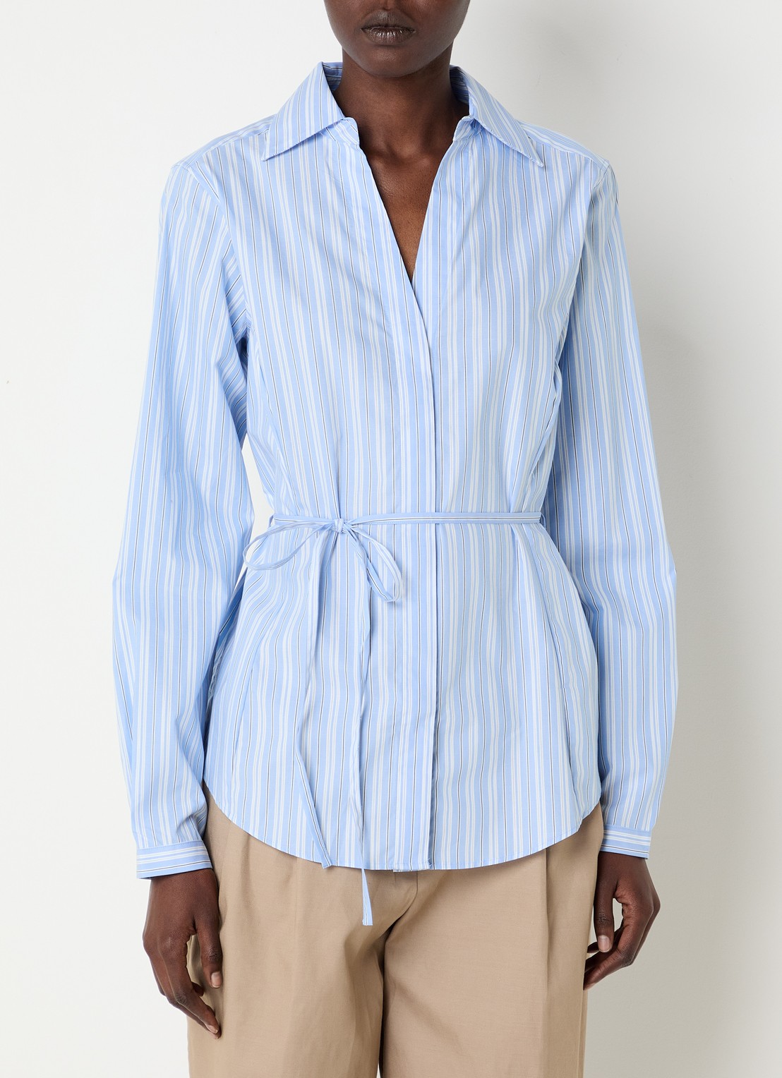 Selected Helga blouse met streepprint - detail 3 blauw