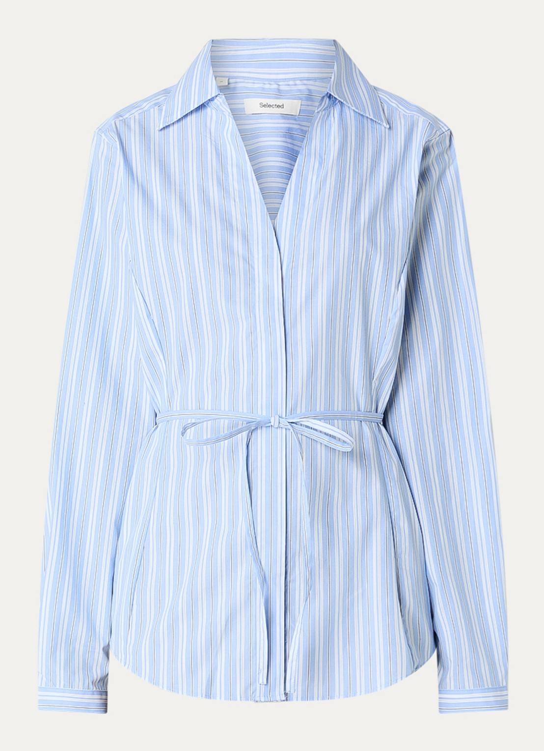 Selected Helga blouse met streepprint - voorkant blauw