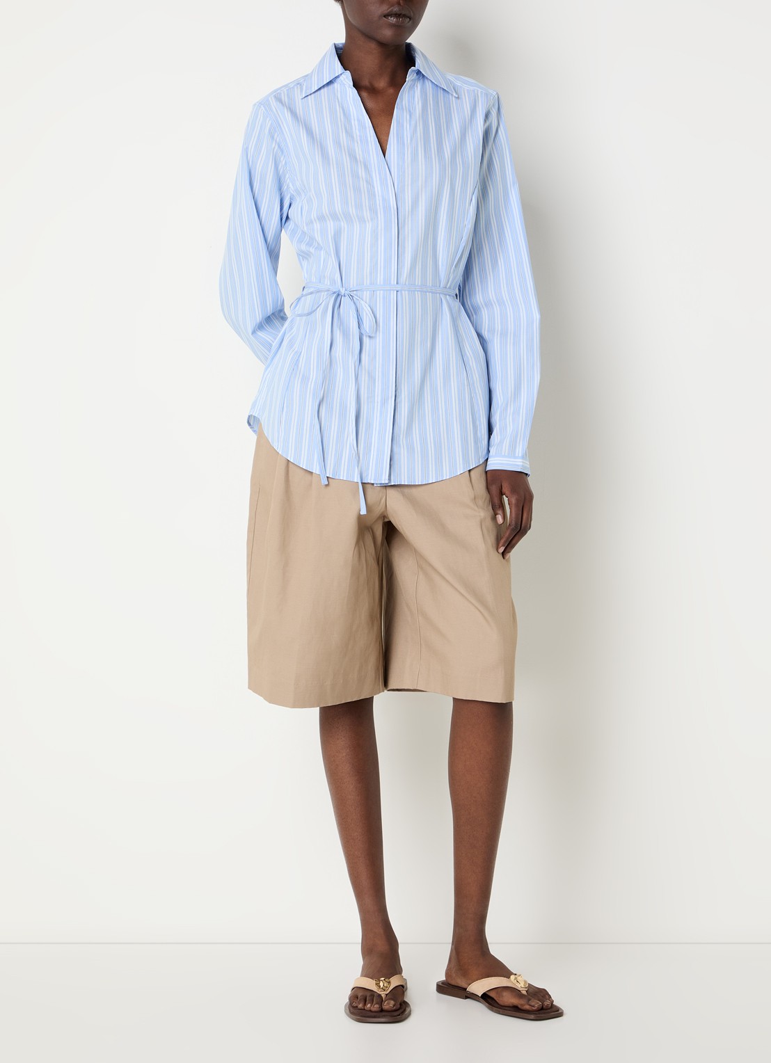 Selected Helga blouse met streepprint - voorkant 2 blauw