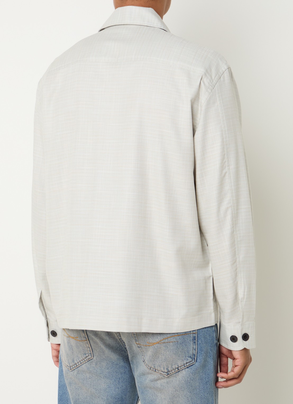 Selected Henry overshirt met gemêleerd dessin - achterkant 2 beige