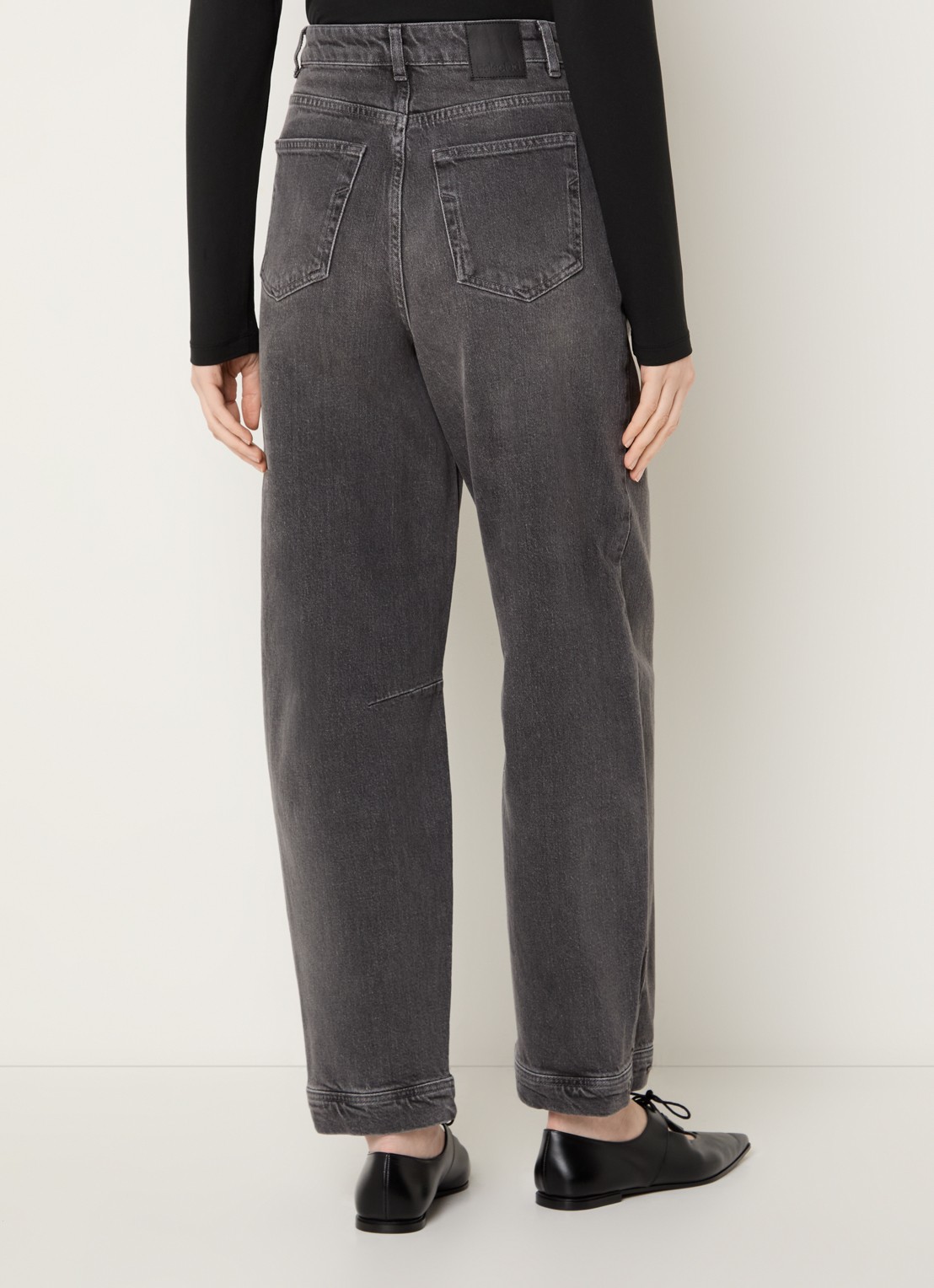 Selected High waist tapered fit jeans met gekleurde wassing - achterkant grijs