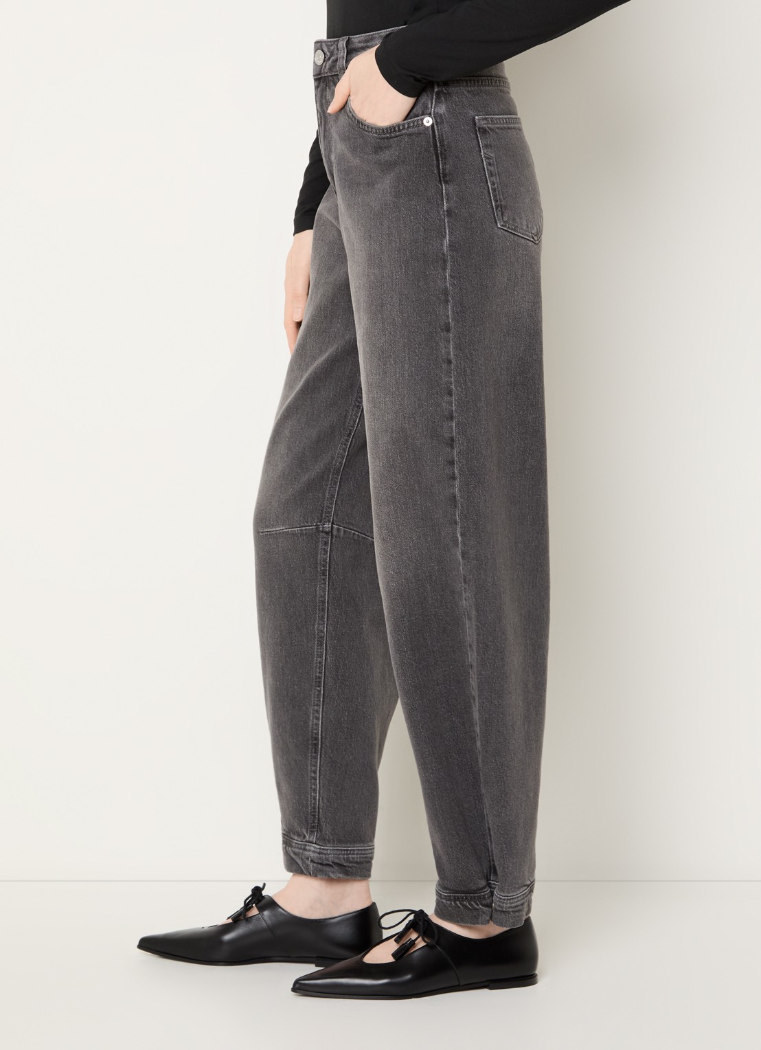 Selected High waist tapered fit jeans met gekleurde wassing - detail 3 grijs