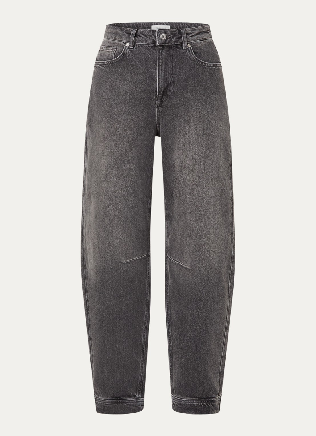 Selected High waist tapered fit jeans met gekleurde wassing - voorkant 4 grijs