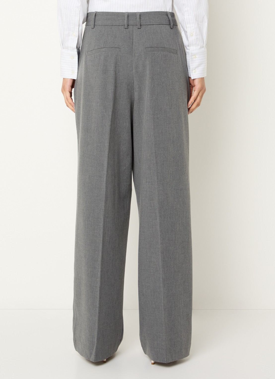 Selected High waist wide fit broek met steekzakken - achterkant 4 grijsmele