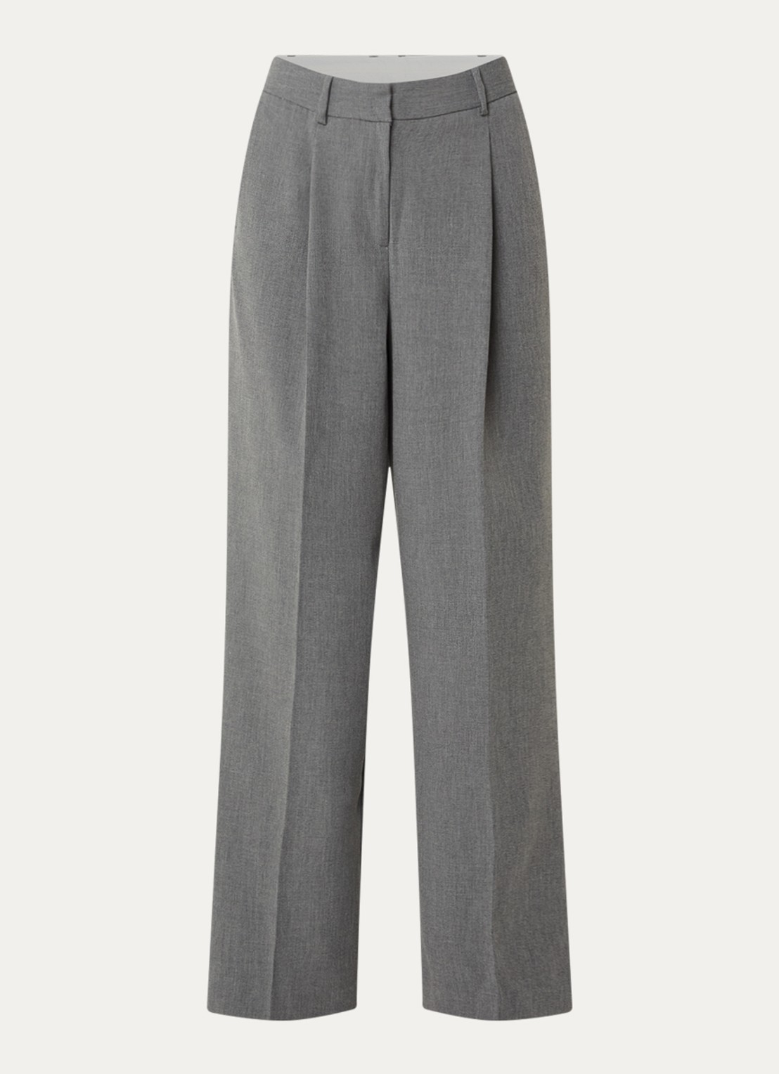 Selected High waist wide fit broek met steekzakken - voorkant grijsmele
