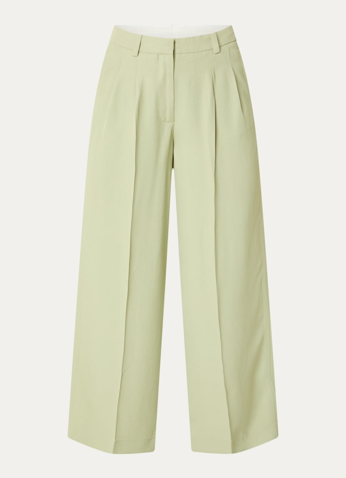 Selected High waist wide fit pantalon met steekzakken - voorkant lindegroen