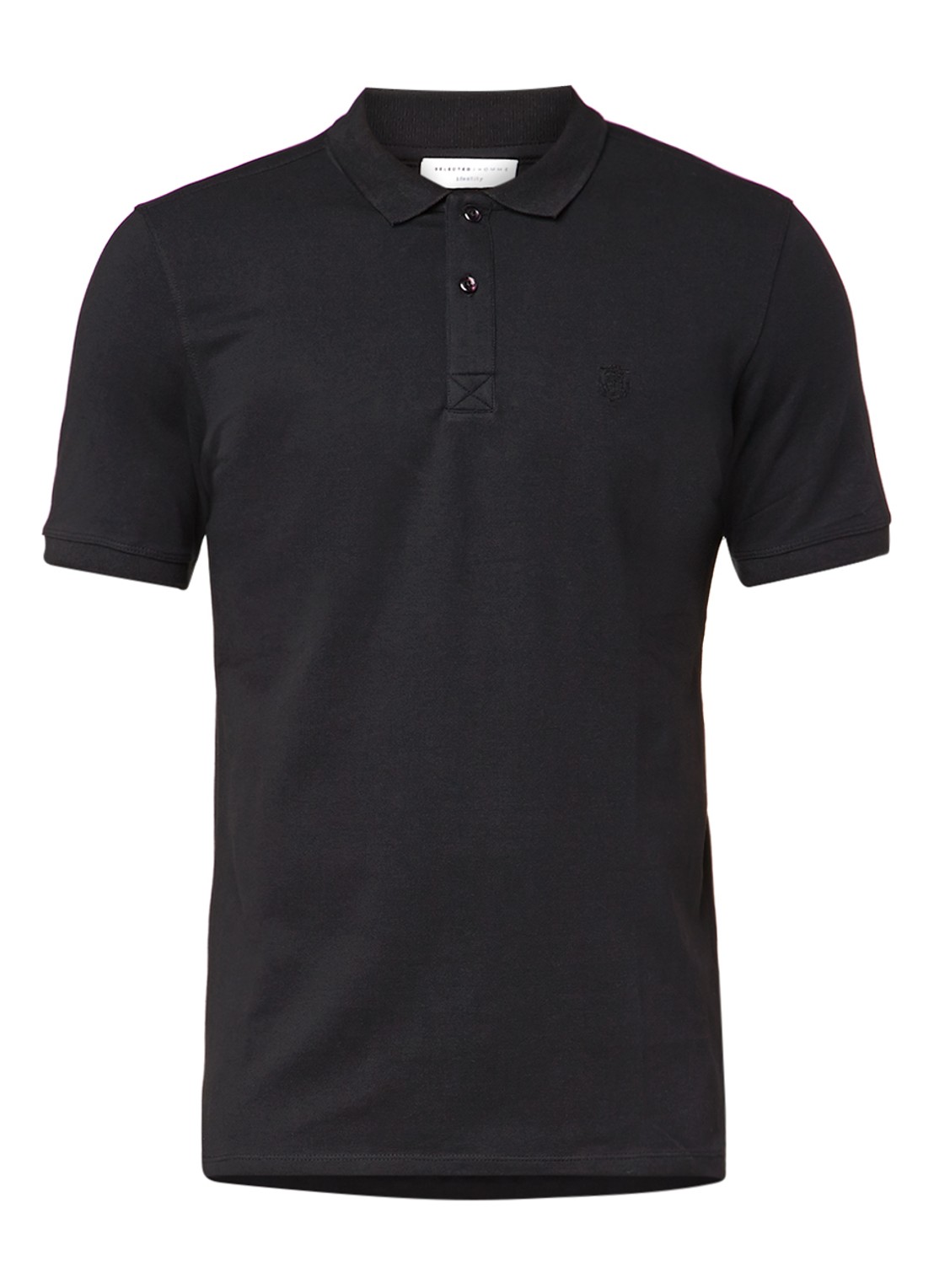 Selected Homme Aro regular fit polo met stretch - voorkant 3 zwart