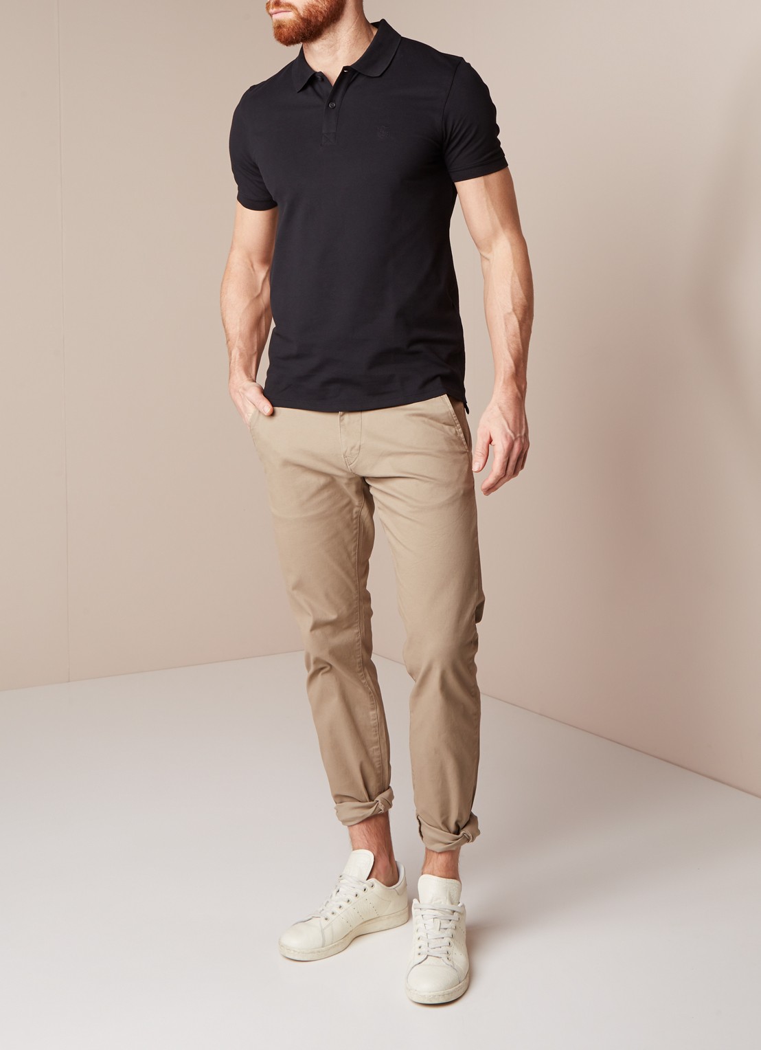 Selected Homme Aro regular fit polo met stretch - voorkant 4 zwart