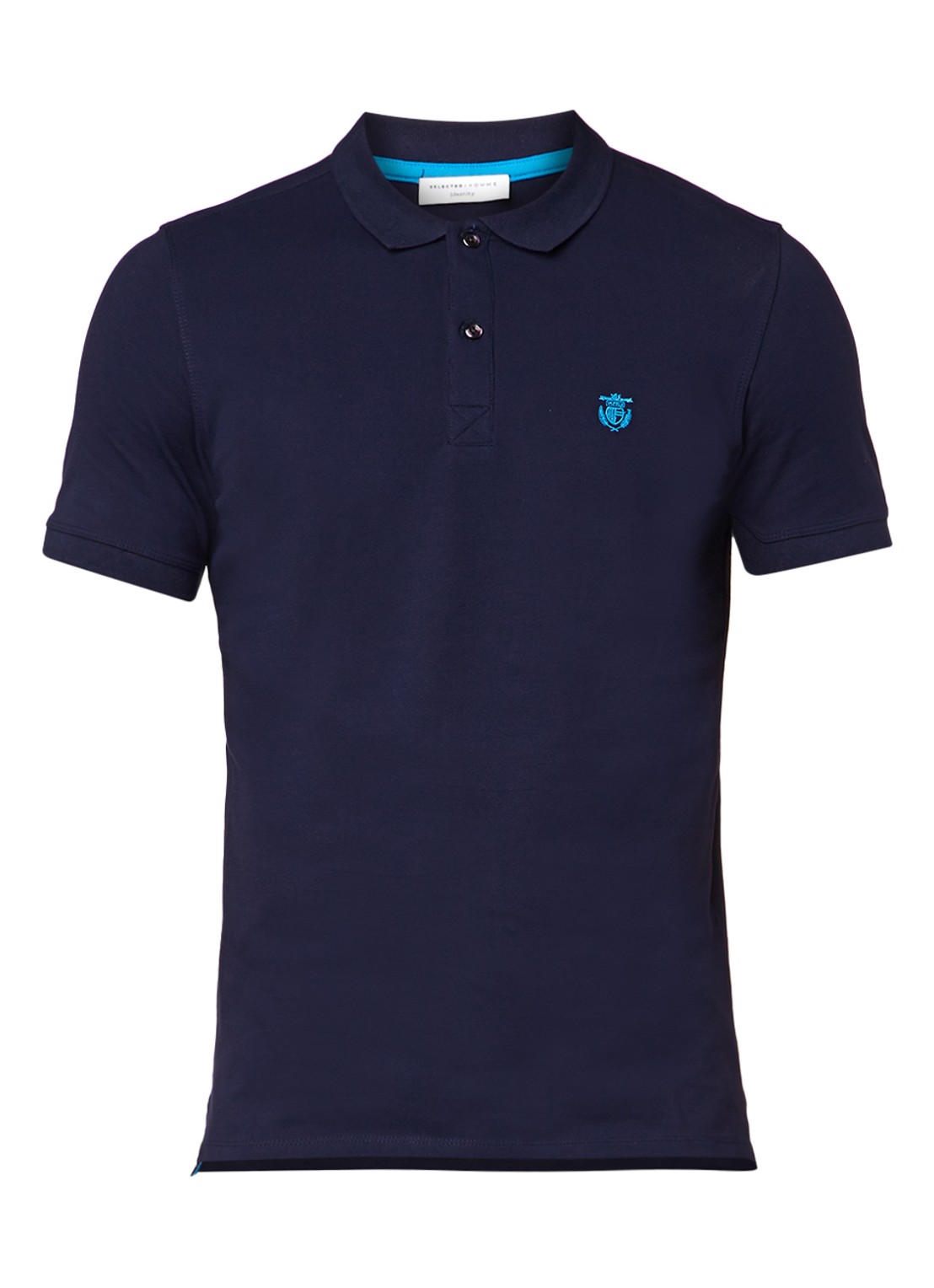 Selected Homme Aro slim fit polo met stretch - voorkant donkerblauw