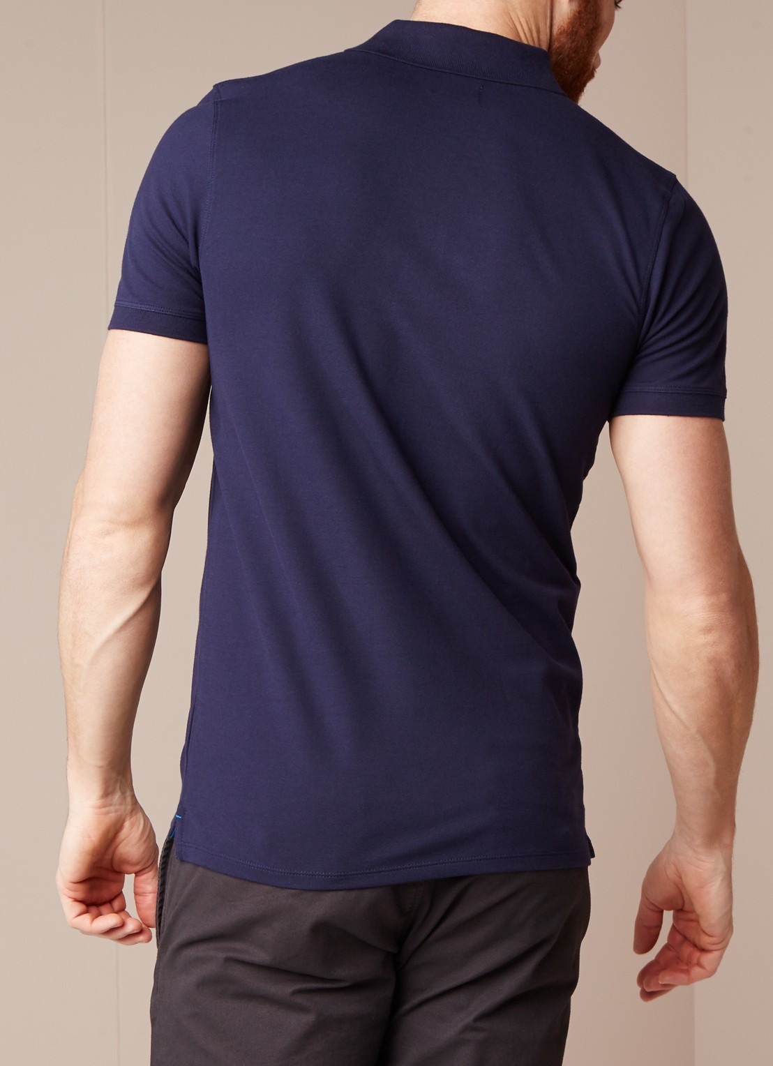 Selected Homme Aro slim fit polo met stretch - achterkant 4 donkerblauw