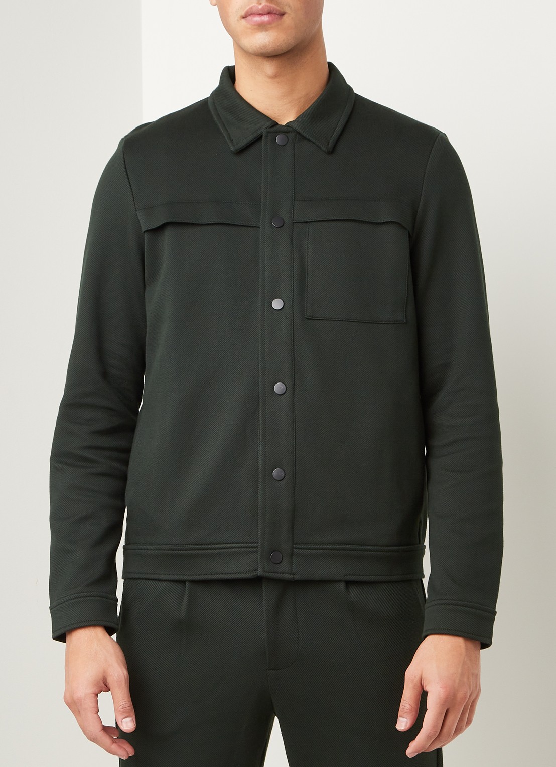 Selected Homme Fred regular fit overshirt met steekzakken - detail donkergroen