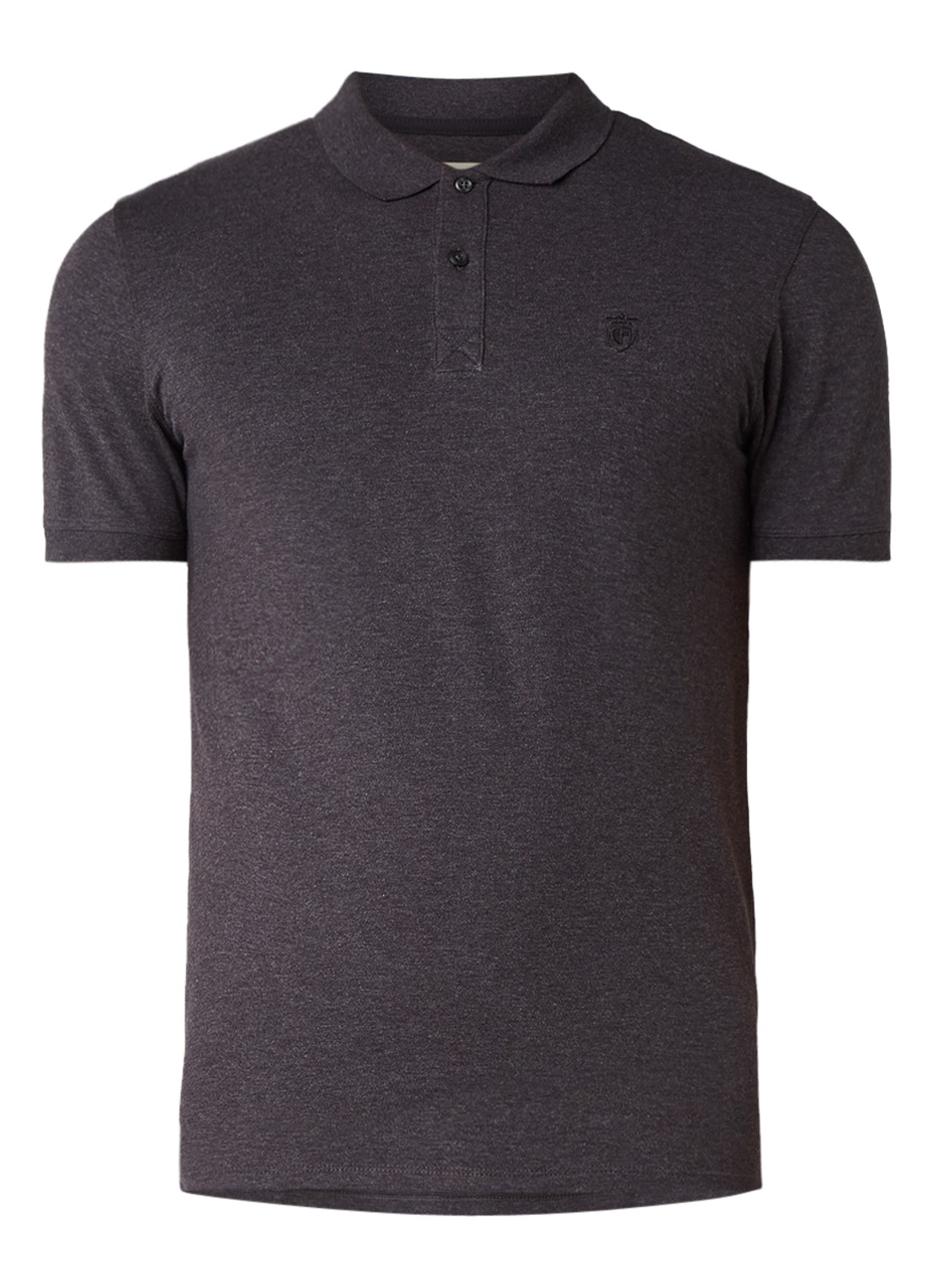 Selected Homme Haro slim fit polo in katoenblend - voorkant 2 antraciet