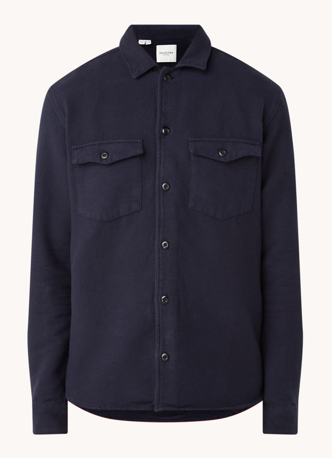 Selected Homme Loose Luke overshirt van katoen - voorkant donkerblauw