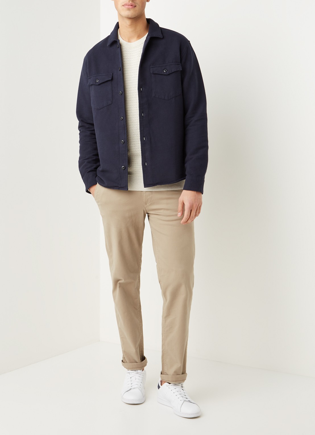 Selected Homme Loose Luke overshirt van katoen - voorkant 2 donkerblauw