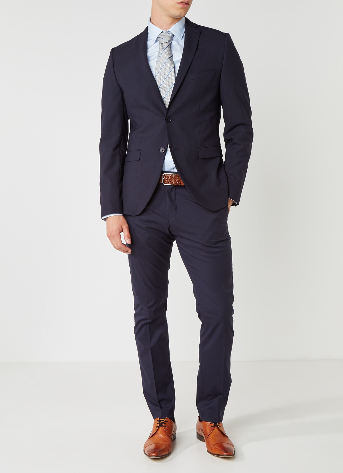 Selected Homme Mylo Logan slim fit pantalon - voorkant 3 donkerblauw