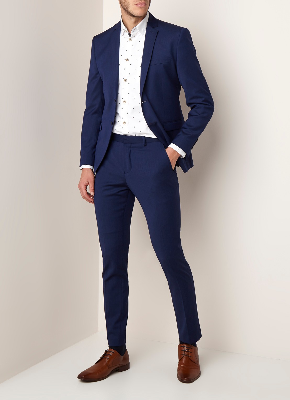 Selected Homme Mylobill slim fit colbert met klepzakken - voorkant 5 donkerblauw