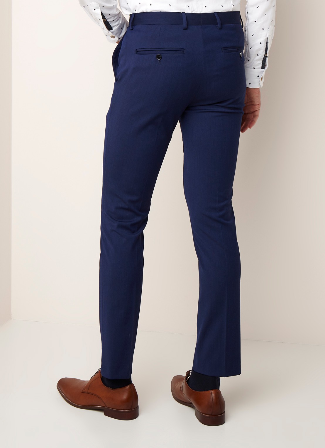 Selected Homme Mylobill slim fit pantalon met persplooi - achterkant donkerblauw