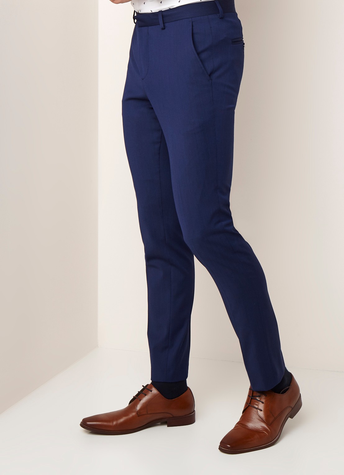 Selected Homme Mylobill slim fit pantalon met persplooi - detail 4 donkerblauw