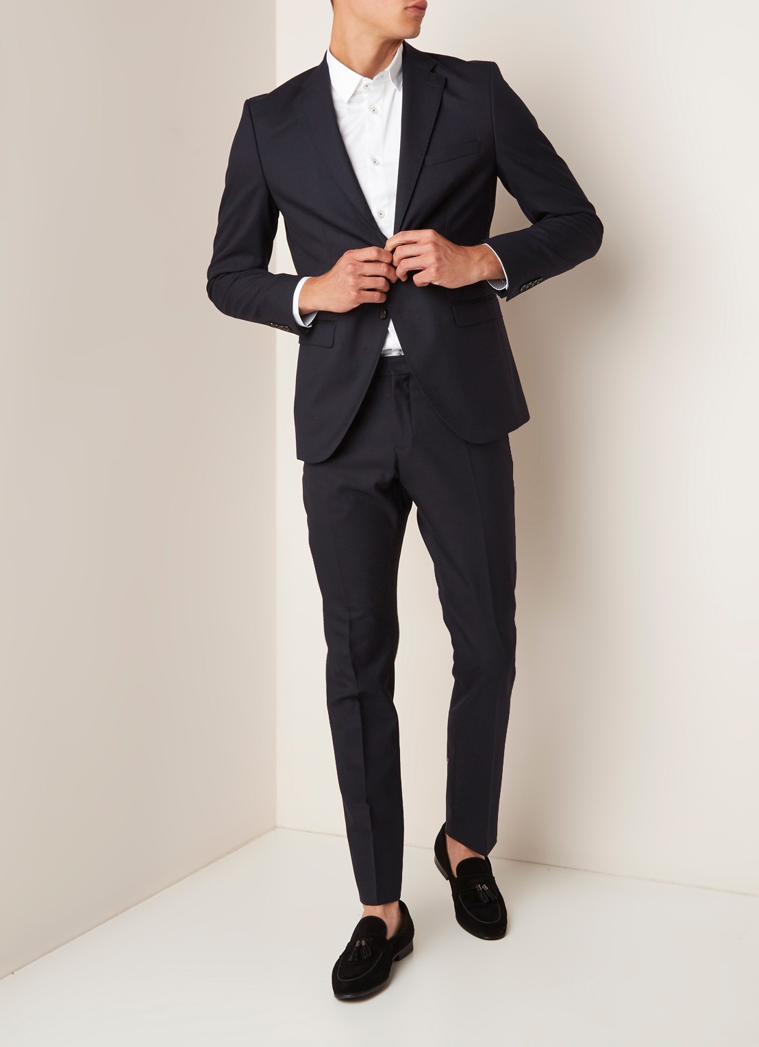 Selected Homme Mylohigh regular fit colbert van wol - voorkant 4 donkerblauw