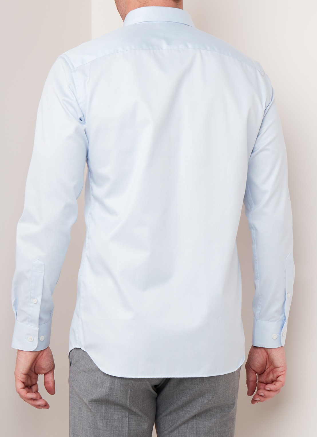 Selected Homme Pelle slim fit strijkvrij overhemd met micro structuur - achterkant lichtblauw